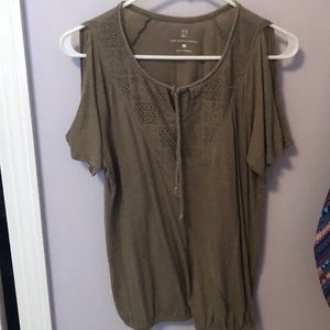 Olive Open Shoulder Shirt